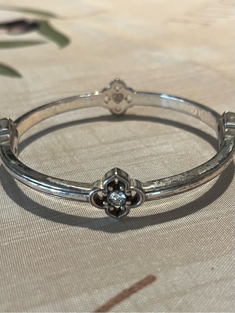 Brighton Silver Floral Crystal Bangle Bracelet